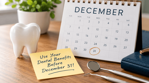 Calendar with December 31 circled as a reminder to use dental insurance benefits.